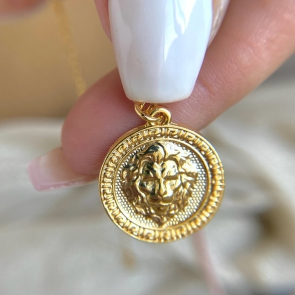 Gold Filled Lion Coin Necklace